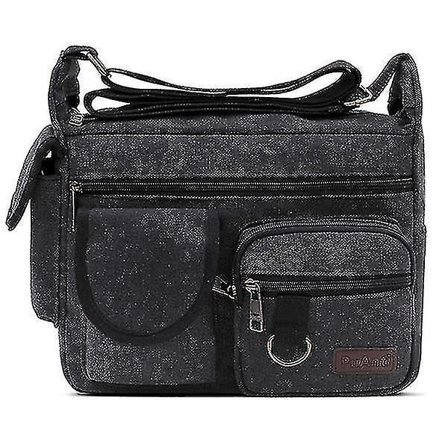 Herrmode Vintage Crossbody Satchel Handväska Axelväska Casual Handväska Messenger Bag(svart)