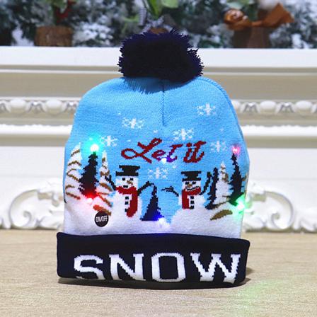 Julmössa Cap Julklapp Stickad Mössa Led