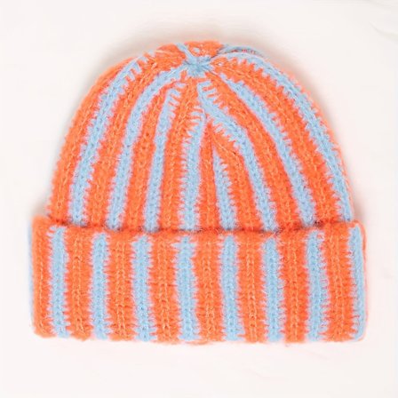 1 stk. Stribet Hue - Unisex Tyk Varm Hue, Ekstremt Blød Og Strækbar