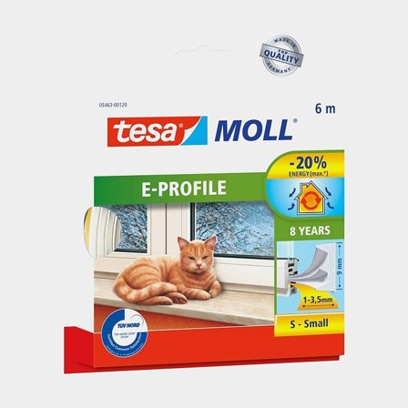 Tesa Tätningslist E-profil vit, 4x9mm