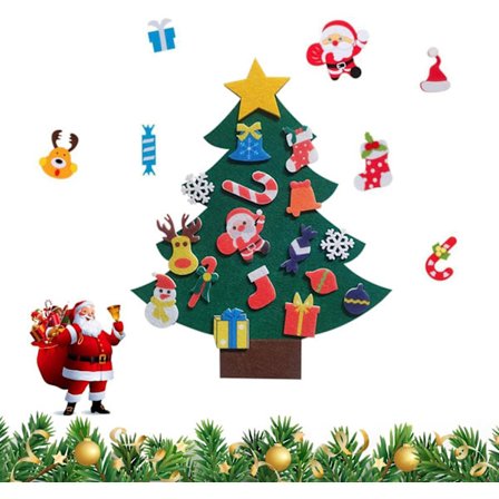Juletre i filt, DIY Juletre i filt, Juletre i filt for barn, DIY Juletre i filt med 17 ornamenter, Filtre å dekorere for vegger