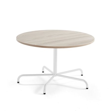 Table PLURAL PLUS, Ø1200x720 mm, high pressure laminate top, white/ash