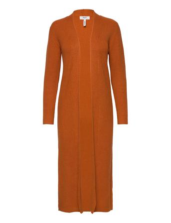 Objmalena L/S Knit Long Cardigan Strikkegenser Cardigan Oransje Object