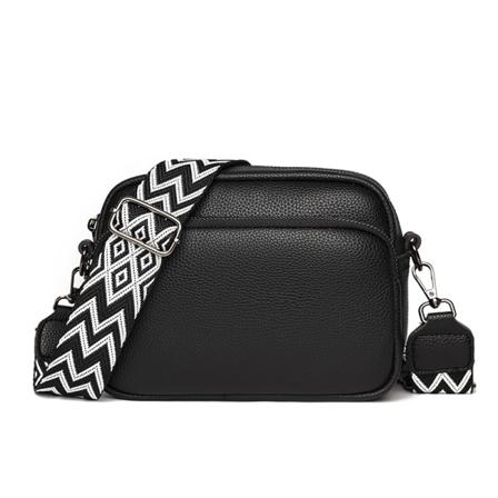 crossbody taske Dame læder lille skuldertaske med lynlås sort