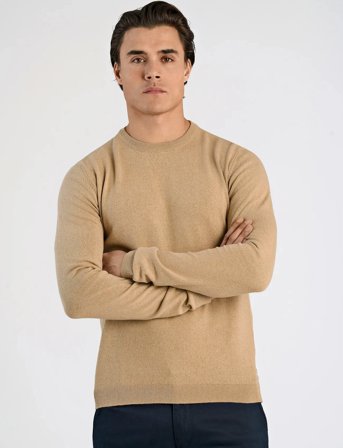 Lindbergh 100% Recycle Knit Round Neck - Beige - L