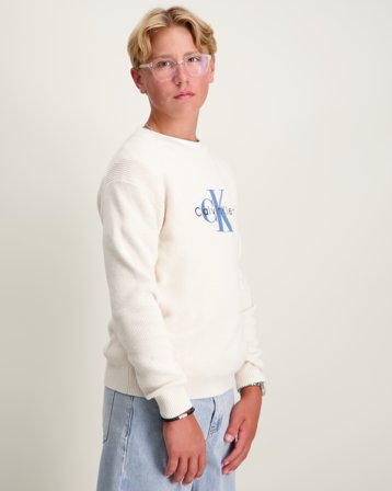 Calvin Klein TOWELLING CK STITCH SWEATER Gris Pulls Garçon - Kids Brand Store