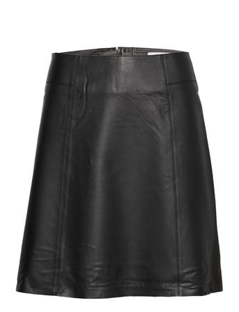Slfnew Ibi Mw Leather Skirt B Lyhyt Hame Musta Selected Femme