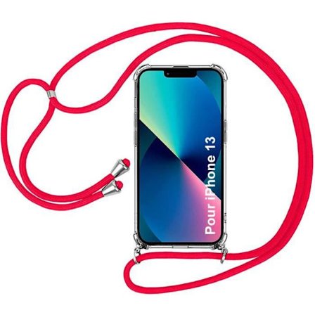 Sladdfodral för iPhone 13 (6.1") Stötsäkert förstärkt skydd med röd sladd