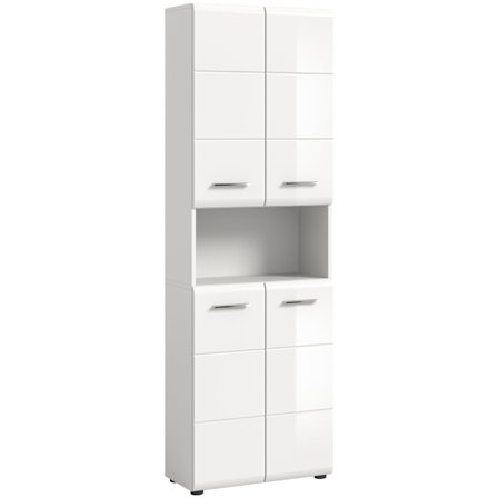 Rootz Tall Badrumskåp - White High Gloss - Storage Tower - Elegant Design - 60cm x 185 cm x 30 cm