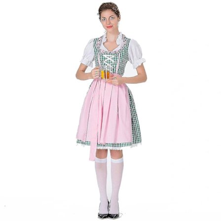 Dame Oktoberfest Kostyme Tysk Dirndl Kjole Kostyme Kjole Bayersk Karnevalsfest, 100% Ny Green_tfrf Grønn XL
