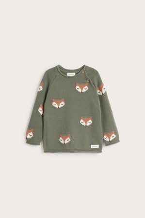 Newbie | Sweter z żakardowej dzianiny | Ciemnozielony
