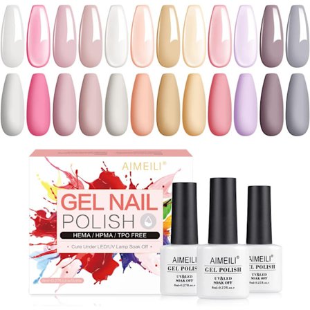 Gel nagellack kit, 8ml 12 färger Soak Off UV LED Light Therapy nagellack
