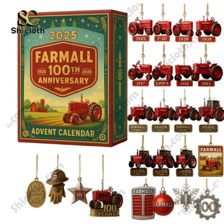 Farmall 100-årsjubileum Adventskalender Jul 2D Akryl Hengende Ornament Gave Den perfekte julegaven for Farmall-entusiaster