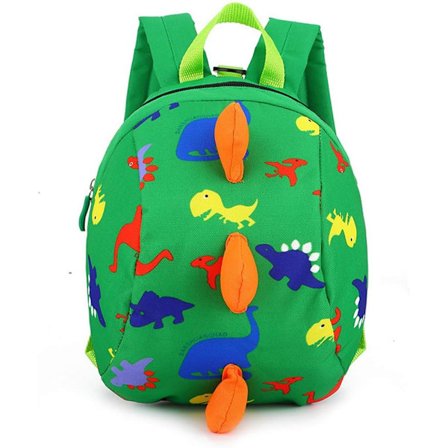 Søte Dinosaurtrykk Mini Ryggsekk for Småbarn Barn Baby Skolesekk Førskolesekk med Sikkerhetssele (Grønn)