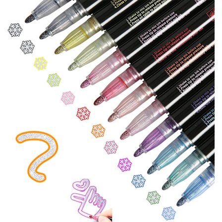 12 farger dobbel linje kunstmarkørpenn, to linjers fargepenn for Chri