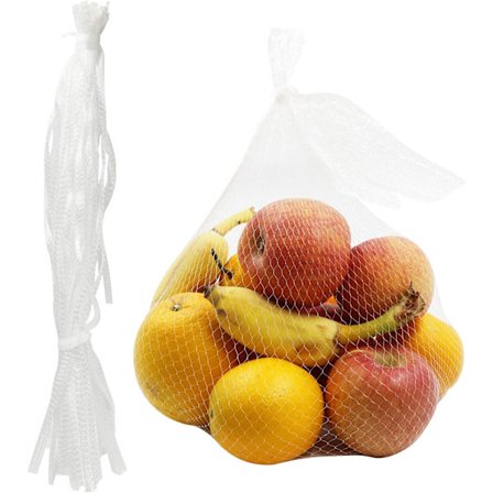 100 stk. 24'' Gjenbrukbare nettingposer for frukt og grønnsaker, nettingposer for løk og sjømatkokeposer for krabbe, musling, kreps, 