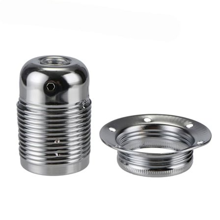 Edison E27 Pæreholder Lyssokkel med ring KROM