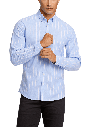 Lindbergh Striped Superflex Oxford Skjortor Herr Blå S