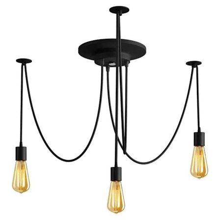 Retro Dekorationsloftlampe, Moderigtigt Design Justerbar Pendel med 3 Arme, Edderkop Pendel E27 Sokkel Lysekrone i Industrielt Design