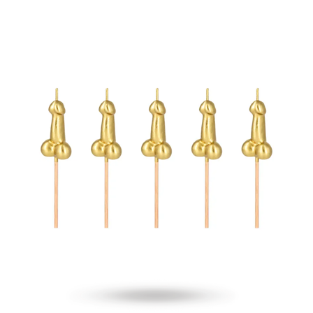 Penis Candles Gold 5-pack - Vuxen.se - Roliga prylar för svensexa, möhippa och fester
