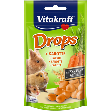 Vitakraft - Drops Gnager Gulrot 75 g - Smådyr - Godbiter og gnagestenger - Belønningsgodbit for smådyr - ZOO.no
