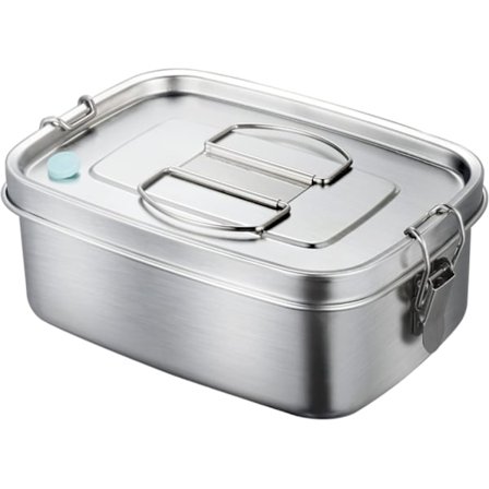 Bento-boks i rustfrit stål med aftagelig rumdeler, passer i madkasse og rygsæk
