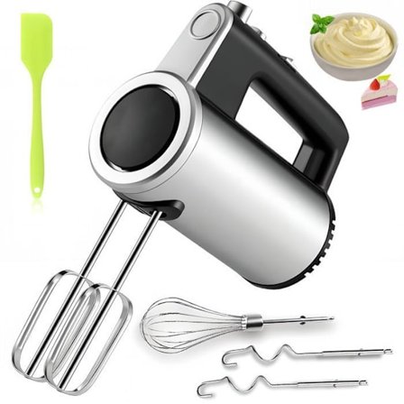 800W Elektrisk Håndmixer 5 Hastigheder + Turbo, Elektrisk Håndmixer med 2 Pisker, 2 Krogblandere og 1 Piskeris