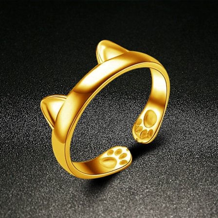 Personlig söt ring med öppning och kattöron