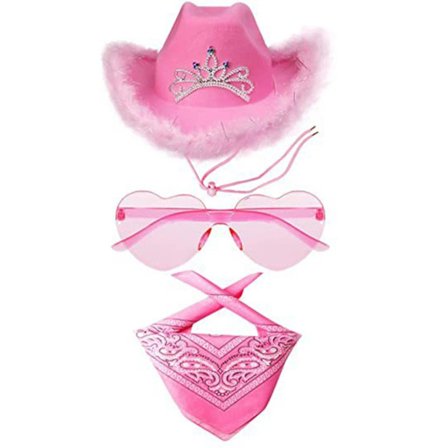 Cowboy-hatut Lännen Cowgirl-hattu Bandanna Lasit Unisex Cowboy-hattu Syntymäpäiväpuku Cosplay-mekko Juhlatarvikkeet