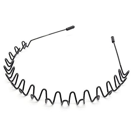 Metal Hårbånd til Mænd Dame Hårbøjler, Unisex Sort Bølget Fjeder Sports