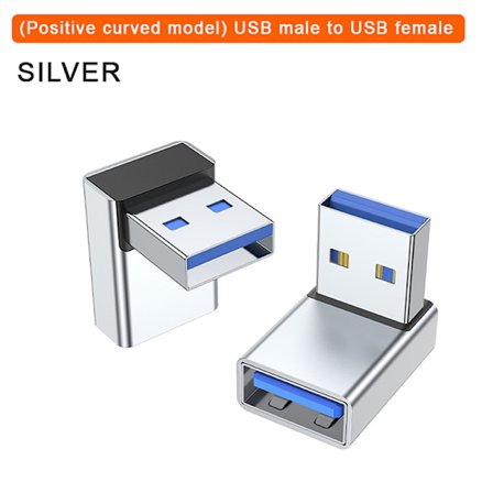 90 graders venstre høyre opp og ned Vinklet USB 3.0 A Hane Til Hunn Ex Sølv