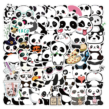 50 tecknade panda-klistermärken