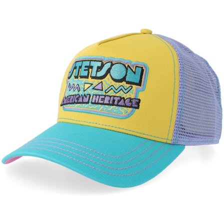 Stetson - Gul trucker Keps - 90s Turquise/Yellow A-Frame Trucker @ Hatstore