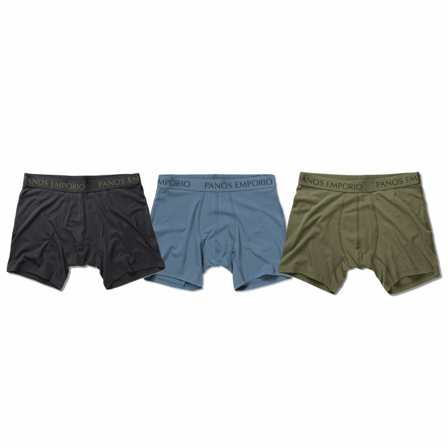 Panos Emporio 3pk Base Bamboo Boxer Grey/Olive/Bluesteel