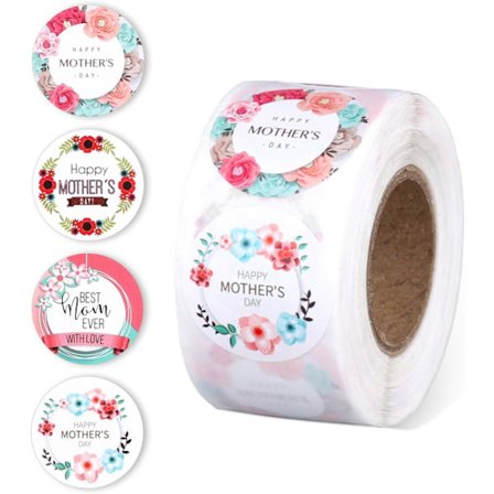 500 Morsdags-klistremerker, 2,5 cm runde, God Morsdag-etiketter, Selvklebende Morsdag-etiketter, Blomsterforseglinger for konvolutter, kort