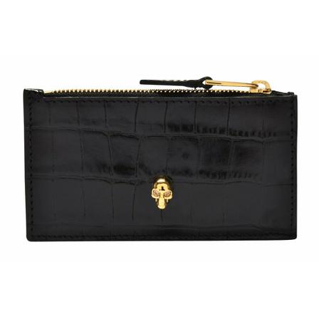 Alexander McQueen Skull Zipper Card Holder Sort, Dame Skuldertasker, Størrelse: ONE Size