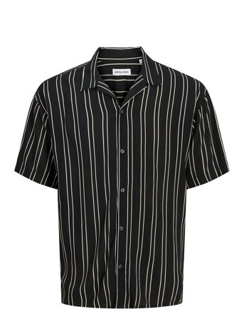 Jjejeff Stripe Resort Shirt Ss Sn Black Jack & J S