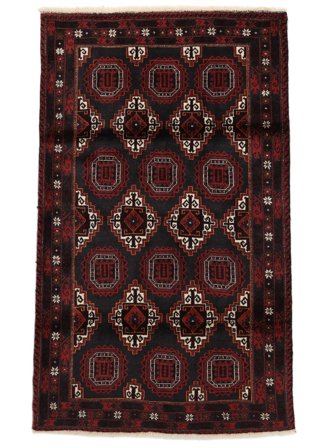 Beluch Tæppe Håndknyttet 105X175 Sort/Mørkerød Persien/Iran