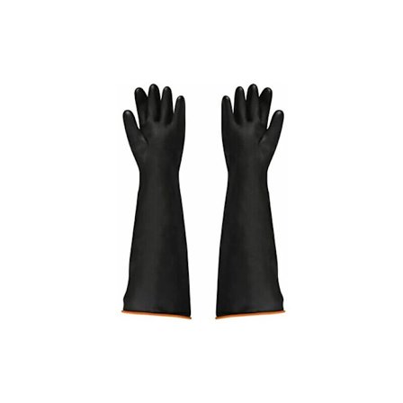 Mustat lateksiset teollisuushanskat, hapon- ja alkalinkestävät, paksut kirkkaat kemikaalinkestävät hanskat, kaivos-, maatalous-, metsätalous-, 