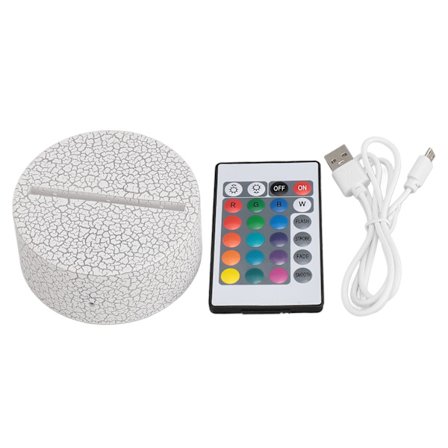 Natt LED Lampebase med Fargerike Lys og Fjernkontroll