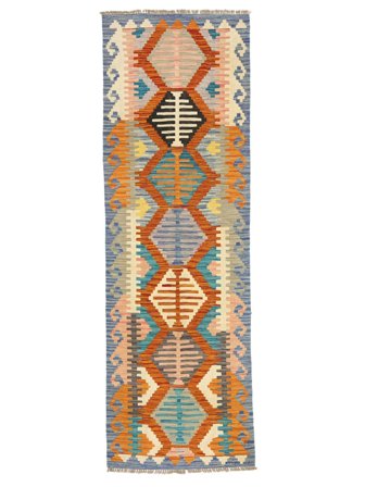 Hand Woven Kilim Afghan Old Style Rug 79X240 Wool Brown/Dark Teal Small