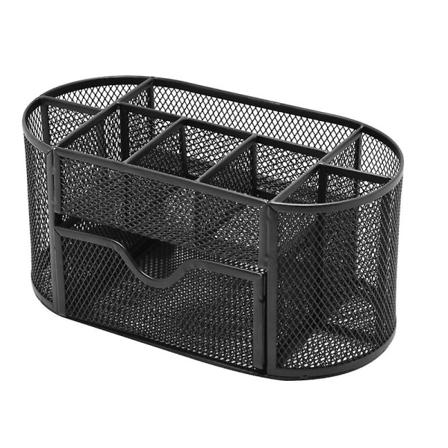 Metallisk Multifunksjonell Kreativ Penneholder Engros Multi-nett Pennebeholder Skufftype Jiugongge Skrivebord Oppbevaringsboks (c-1) black