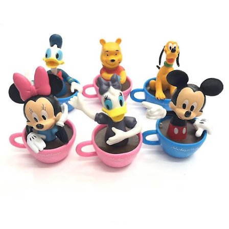 6-pack Musse Pigg och Minnie Mouse leksaker med Cupcake Toppers