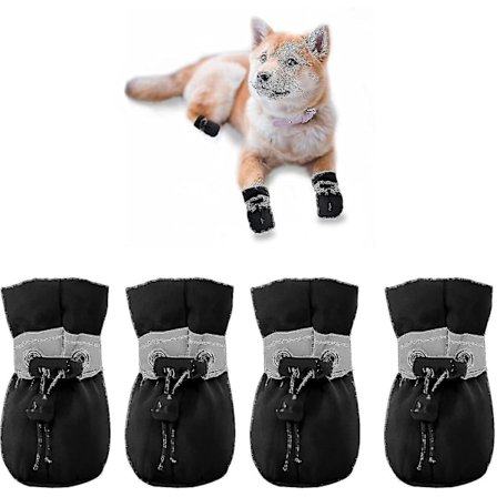 Hunde Bootpaw Protector, skridsikre hundeskoDisse komfortable bløde sål hundesko leveres med reflekterende stropper(2, sort)