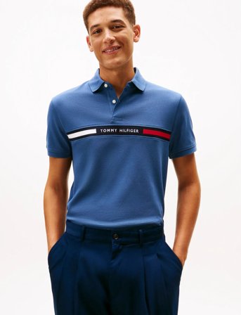 Tommy Hilfiger Hilfiger Chest Insert Reg Polo - Blue - L