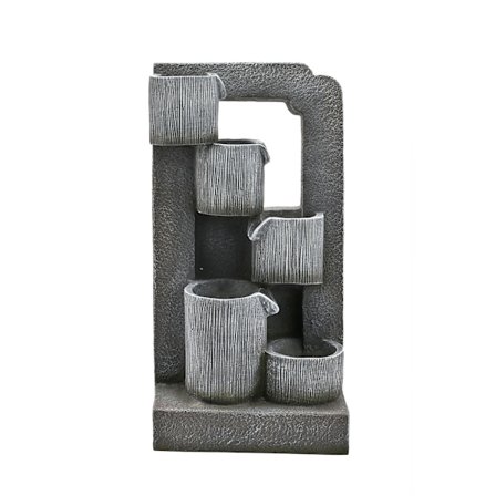 Country Living Vattenfontän Med 5 Krukor & 3 Lampor En