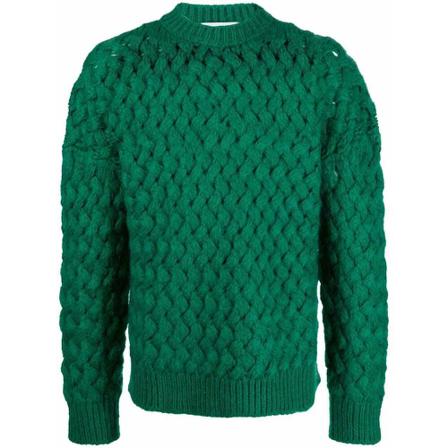 Bonsai Round-neck Strik Grøn, Herre Strik, Størrelse: L