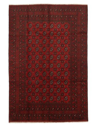 Afghan Fine Vloerkleed Oosters Zwart/Donkerrood (Wol, Afghanistan)