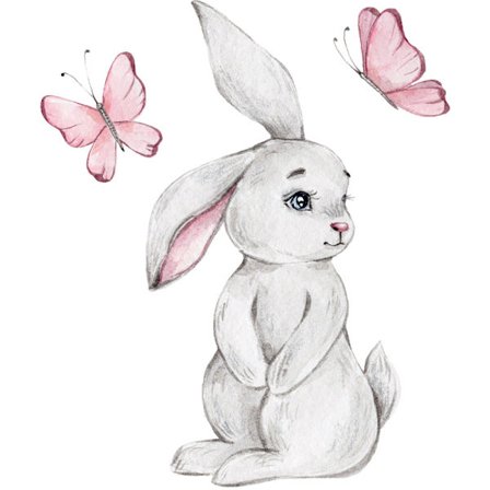 Et sæt søde kanin sommerfugle vægklistermærker vægdekoration