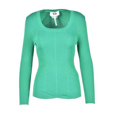 Msgm, Round-neck Knitwear Groen, Dames, Maat:S
